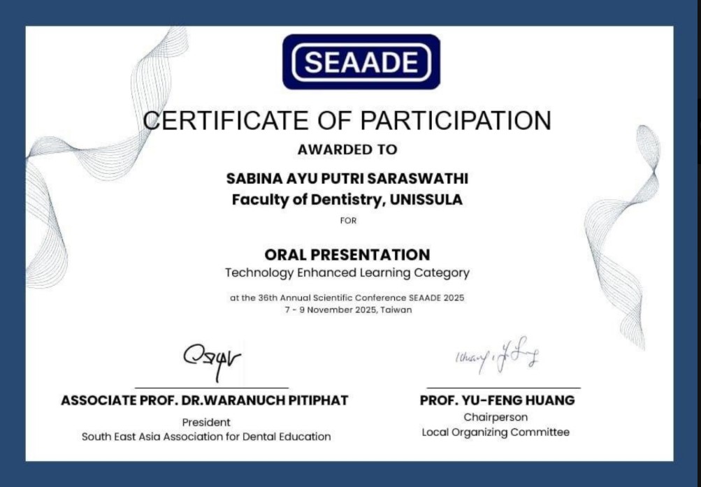 Sertifikat Oral Presentation Sabina Ayu Putri Saraswathi