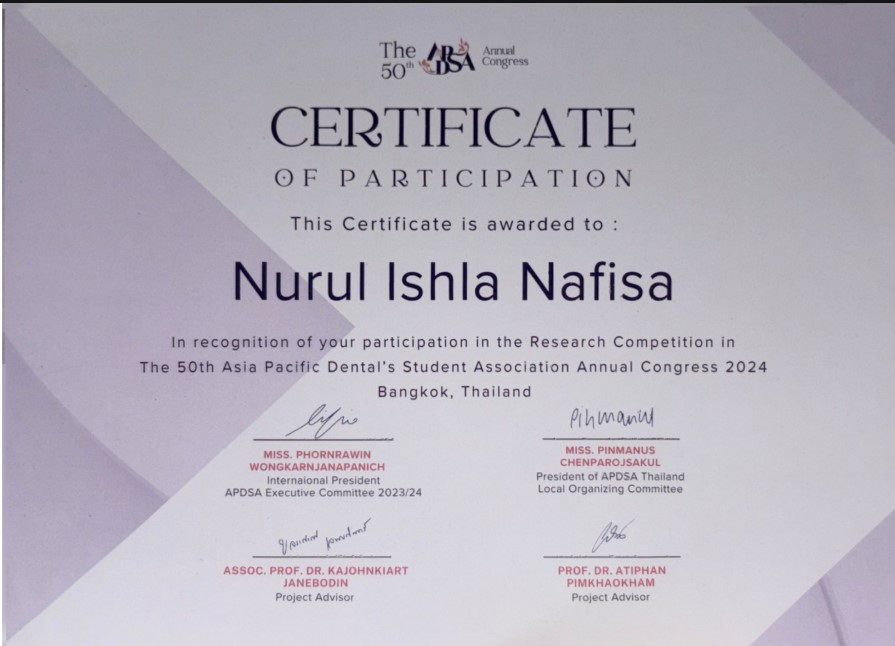 Sertifikat Research Competition Nurul Ishla Nafisa